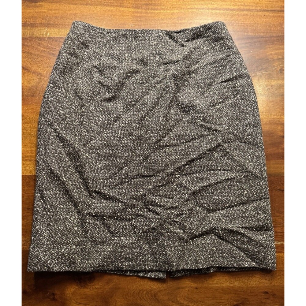 Vintage 90s Ann Taylor Wool Tweed Pencil Skirt 6 Brown Boucle Lined Academic